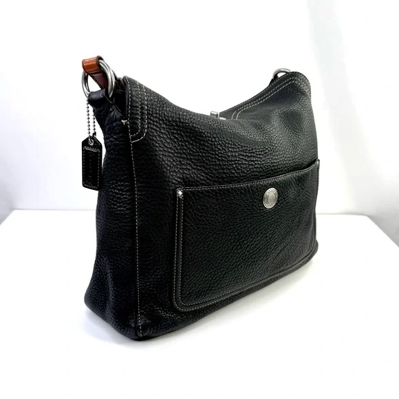 Coach Black Pebbled Leather Chelsea Turn Lock Hobo Y2K Vintage Shoulder Bag - Picture 6 of 13